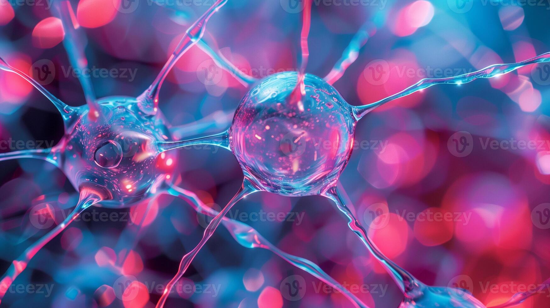 AI generated Abstract background with neuron cells, nervous system, microbiology concept photo