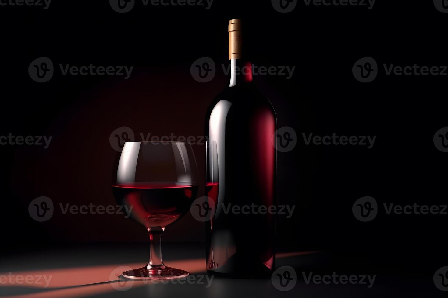 AI generated Bottle of wine on a dark background. Beaujolais Nouveau. Neural network AI generated photo