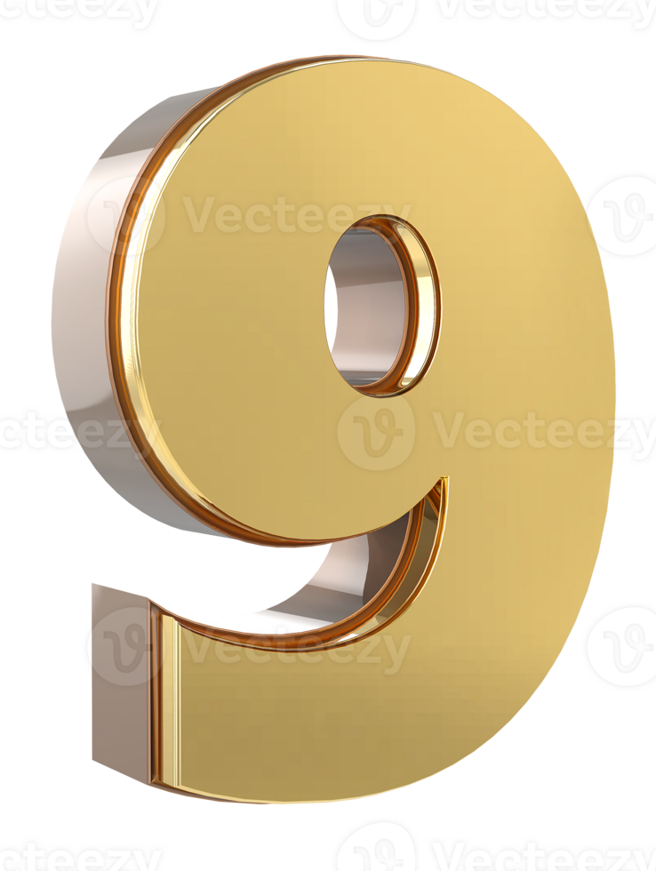 Gold Number 3D png