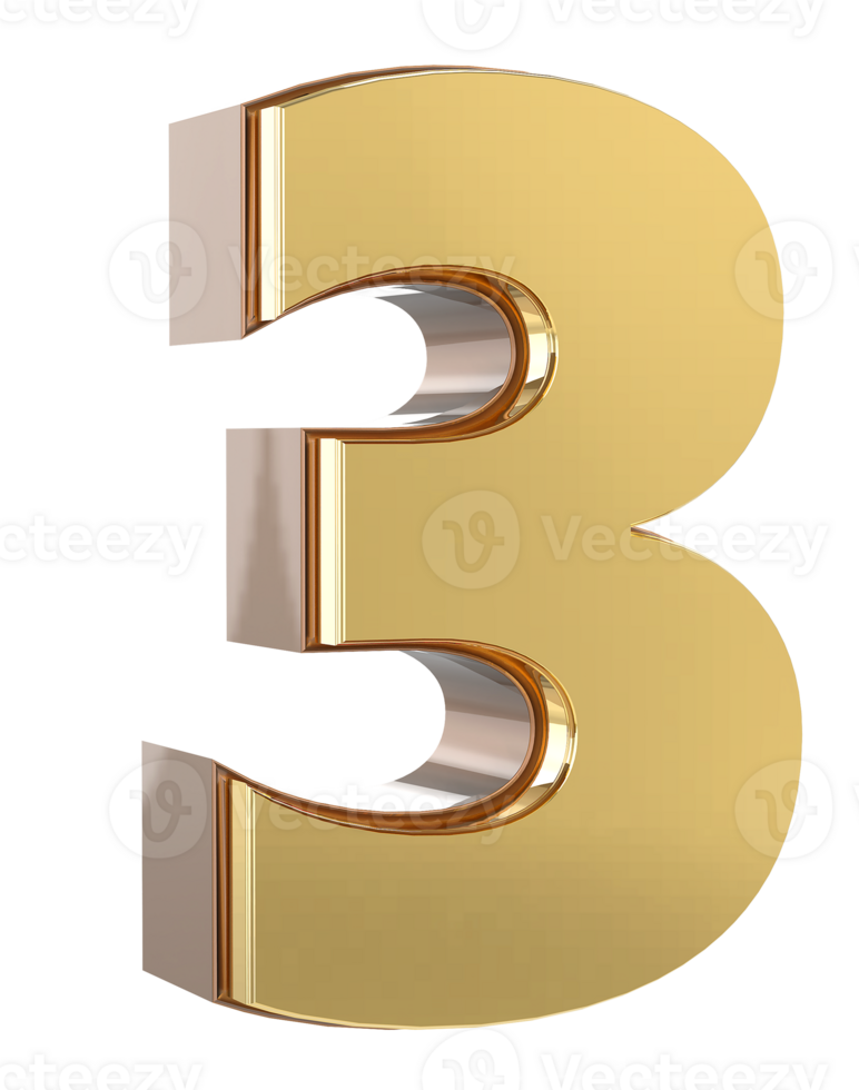 Gold Number 3D png