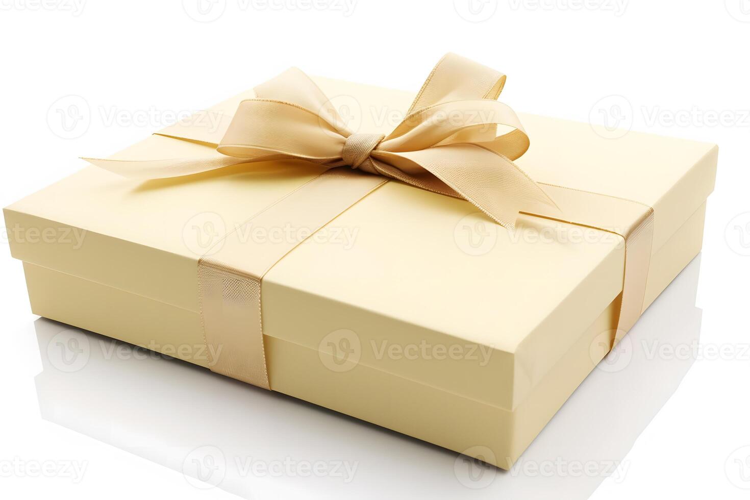 AI generated Gift box with ribbon and bow. Birthday celebration concept. Neural network AI generated photo