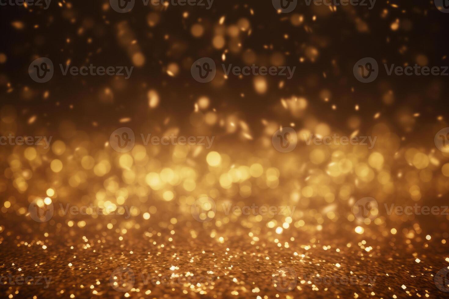 AI generated image. Abstract Christmas background. Golden glittering particles photo