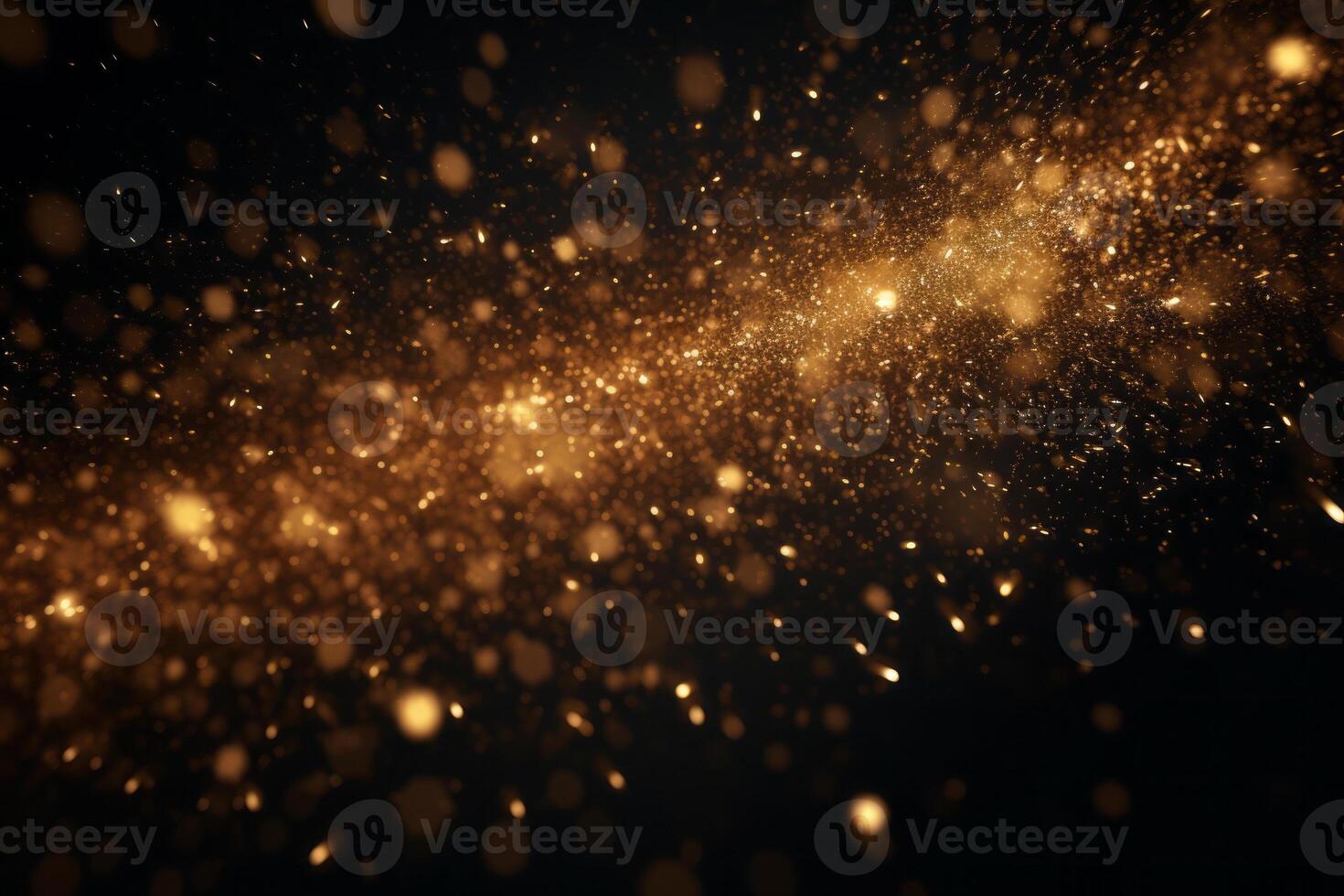 AI generated image. Abstract Christmas background. Golden glittering particles photo