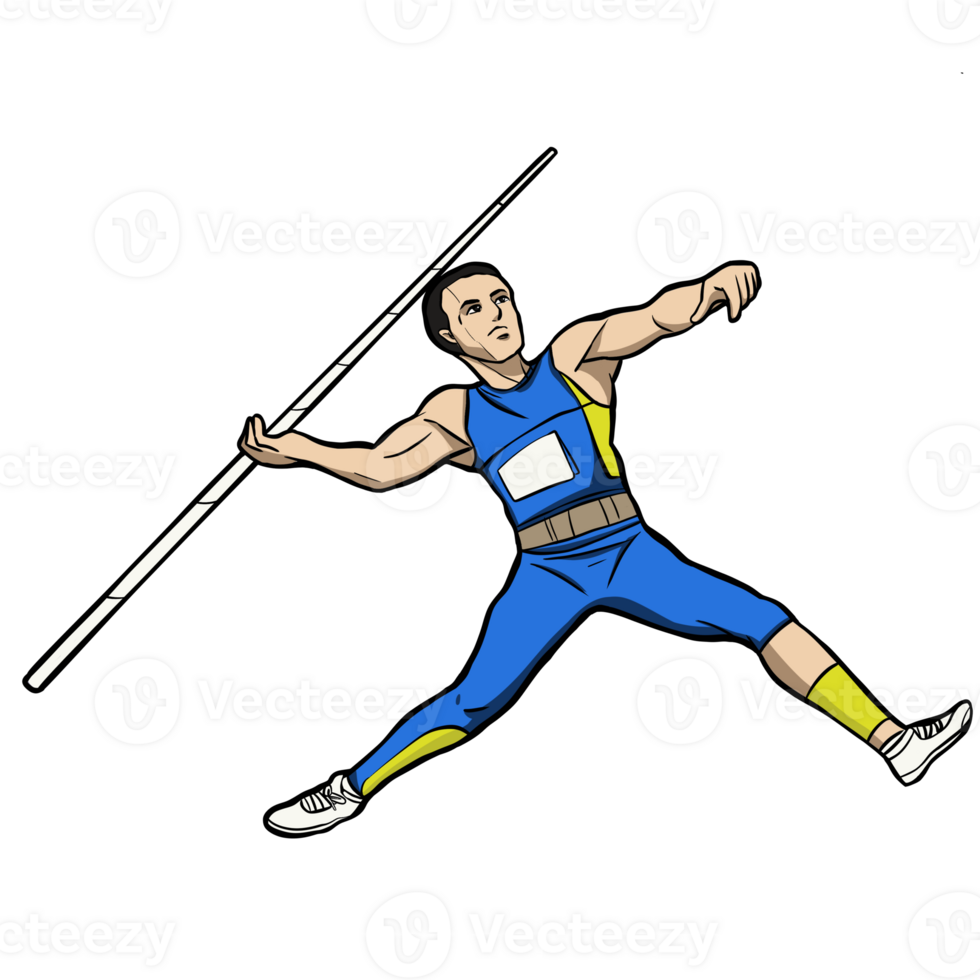 Javelin Thrower in Mid-Throw Illustration png