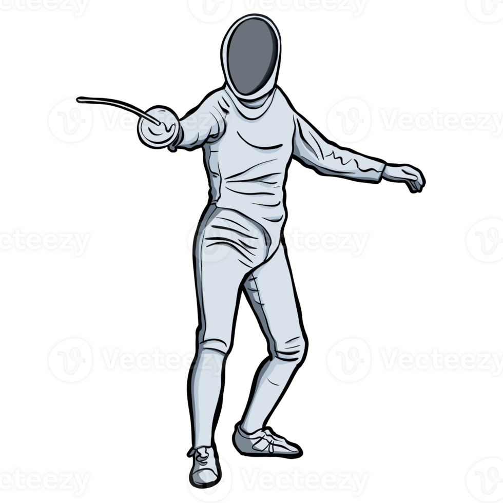 Fencer in Action Pose png