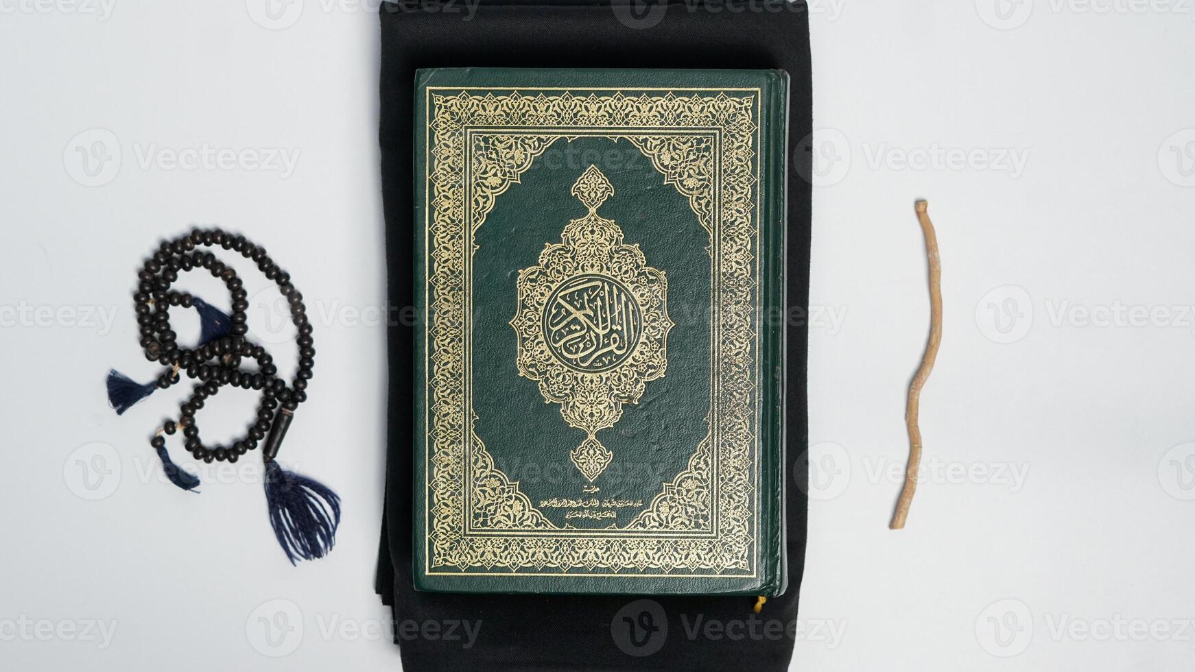 Muslim prayer equipment with Copy Space on white background photo