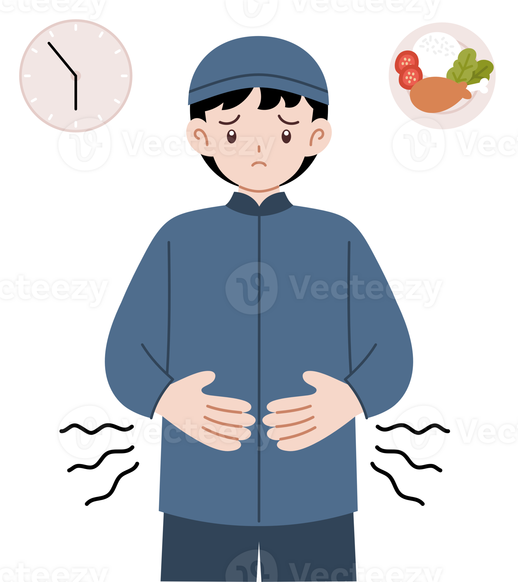 muslim cartoon character hungry while fasting 39668092 PNG