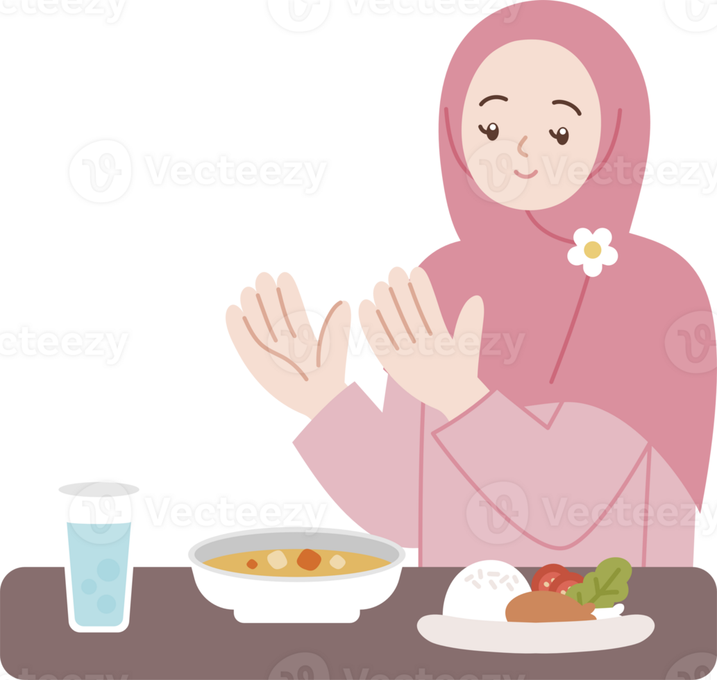 muslim cartoon character praying before a meal png