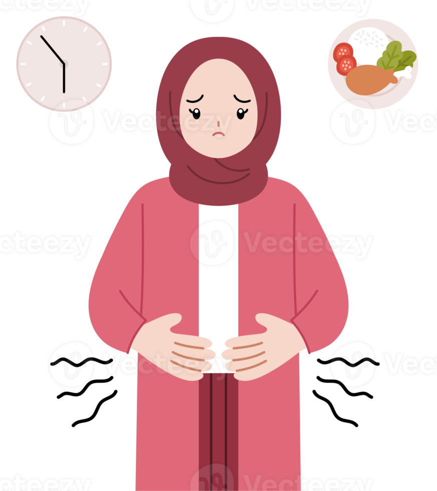 muslim cartoon character hungry while fasting png