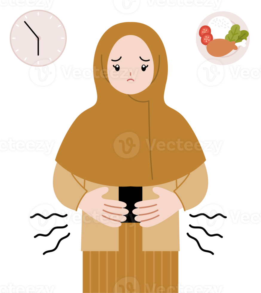 muslim cartoon character hungry while fasting png