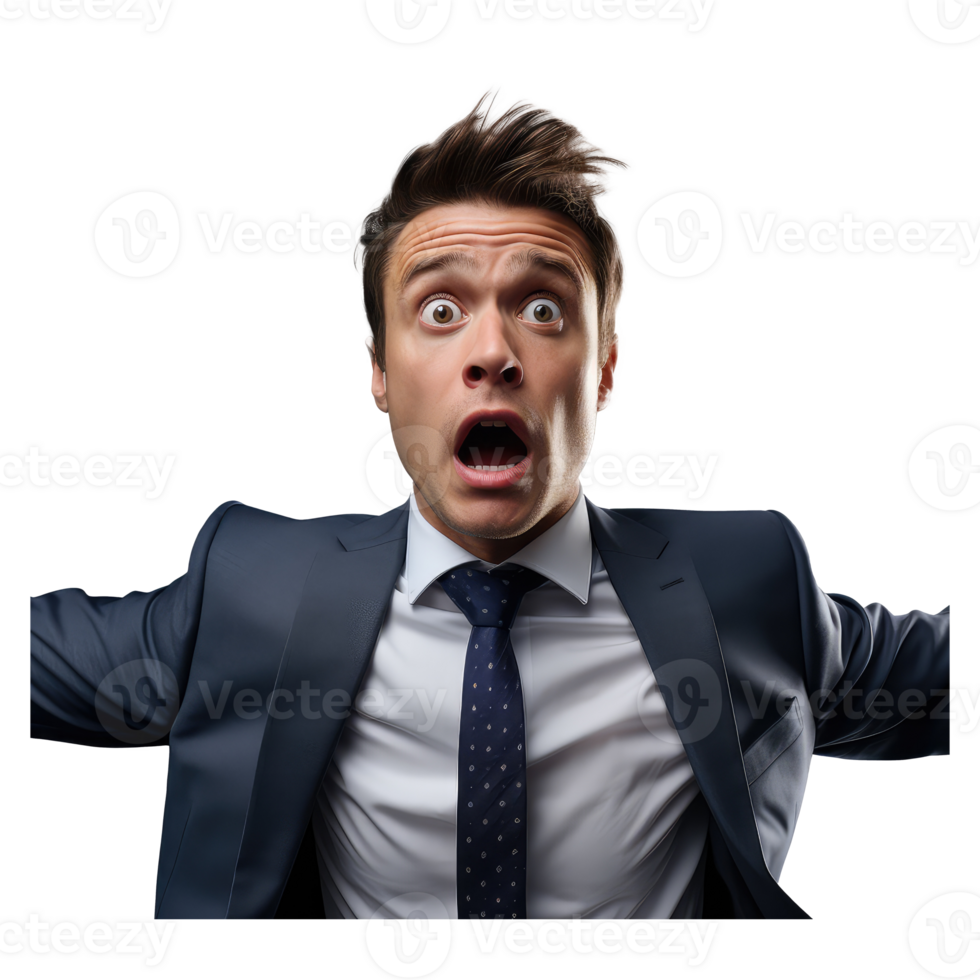 AI generated a man in a suit and tie is making a surprised face png