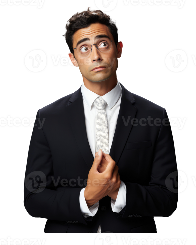 AI generated a man in a suit and tie is looking up at the camera png