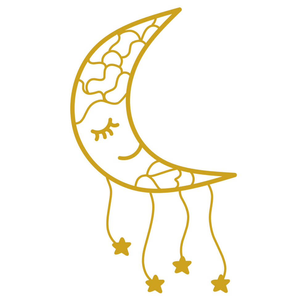 Crescent moon and hanging star png
