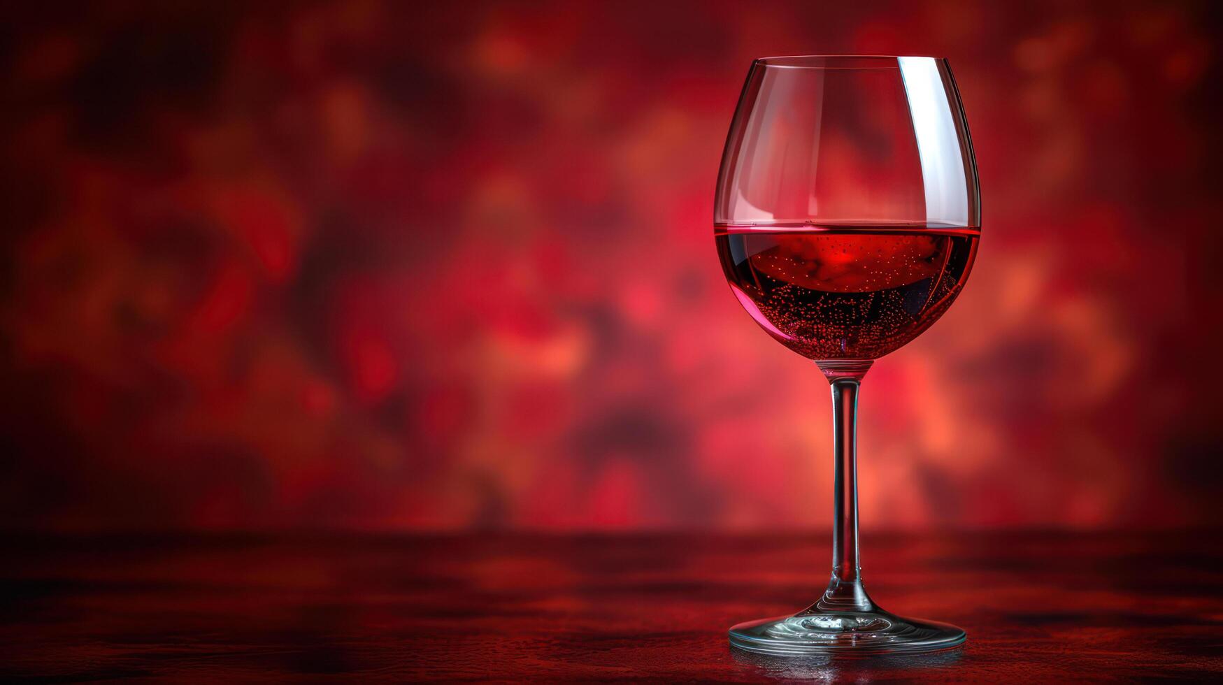 AI generated Red wine glass, bokeh background photo