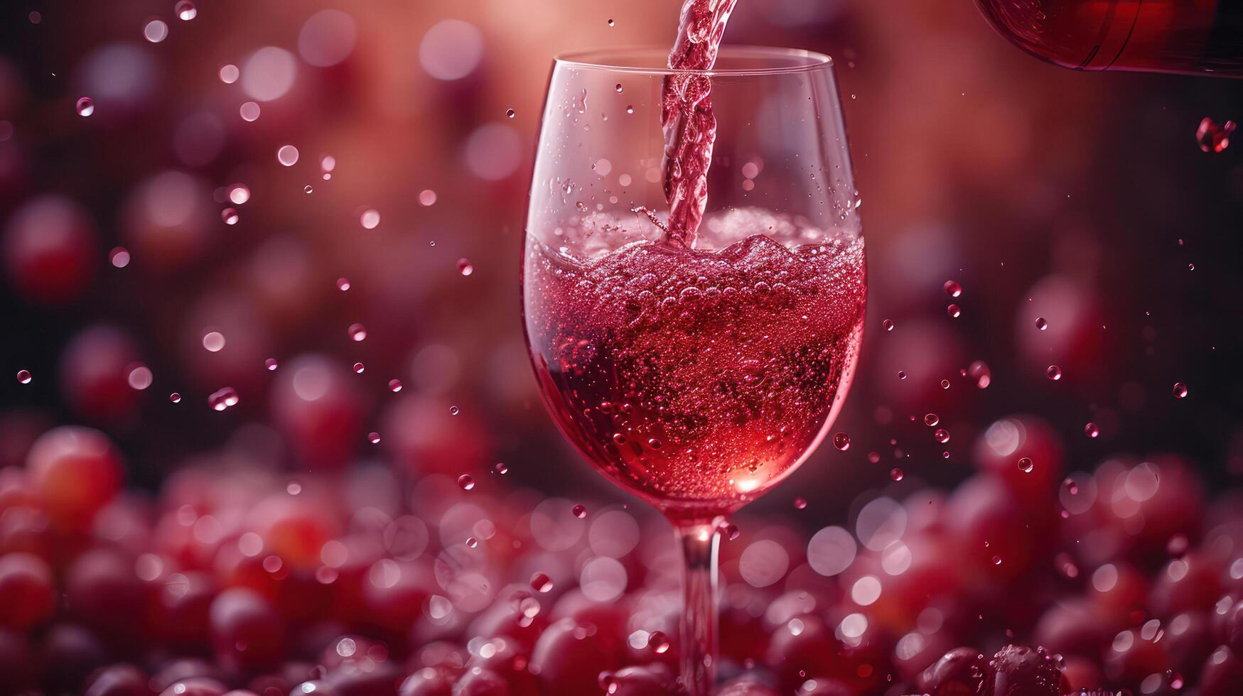 AI generated Red wine glass, bokeh background photo