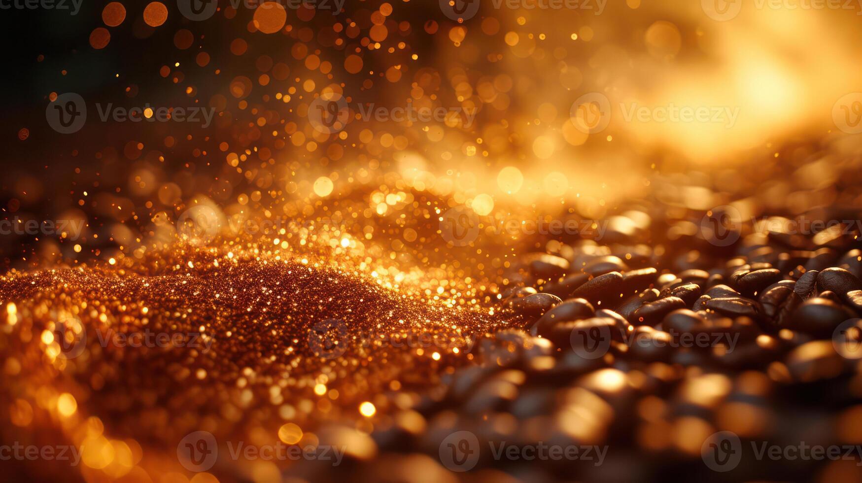AI generated Background of roasted and ground coffee beans. photo