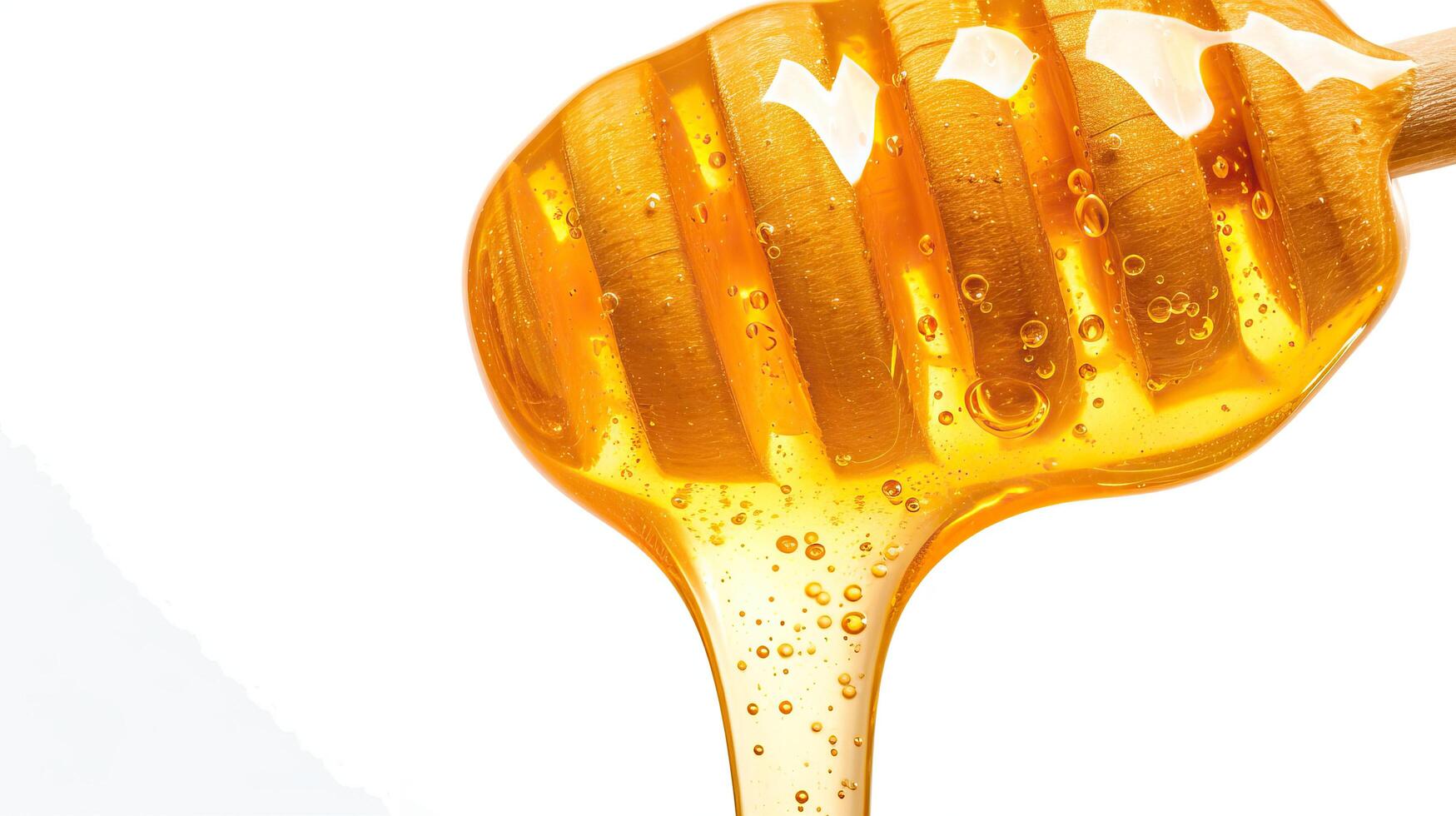 AI generated Honey dripping isolated on a white background. photo