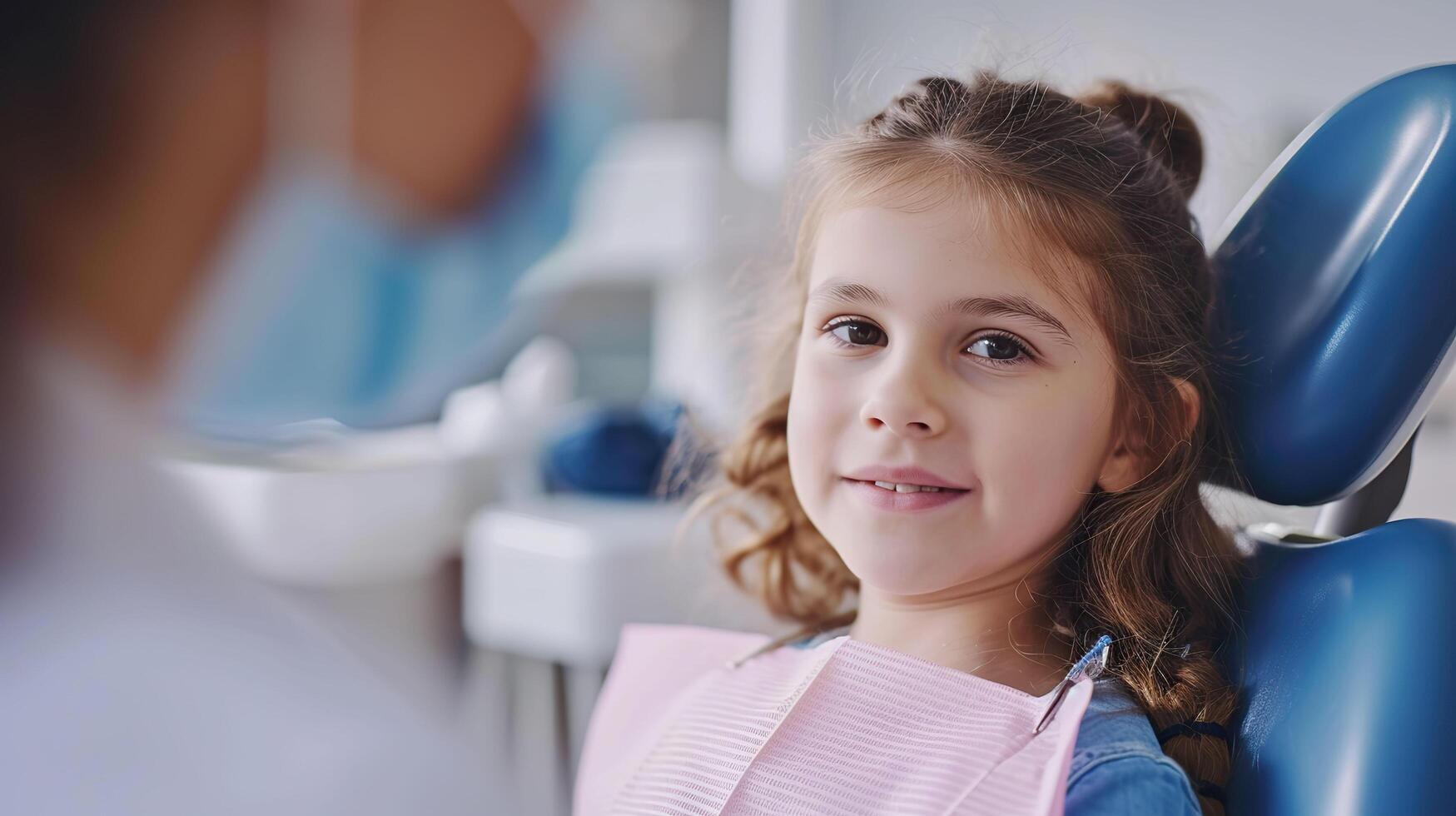 AI generated Little girl in dentist's office. Dentistry concept. photo