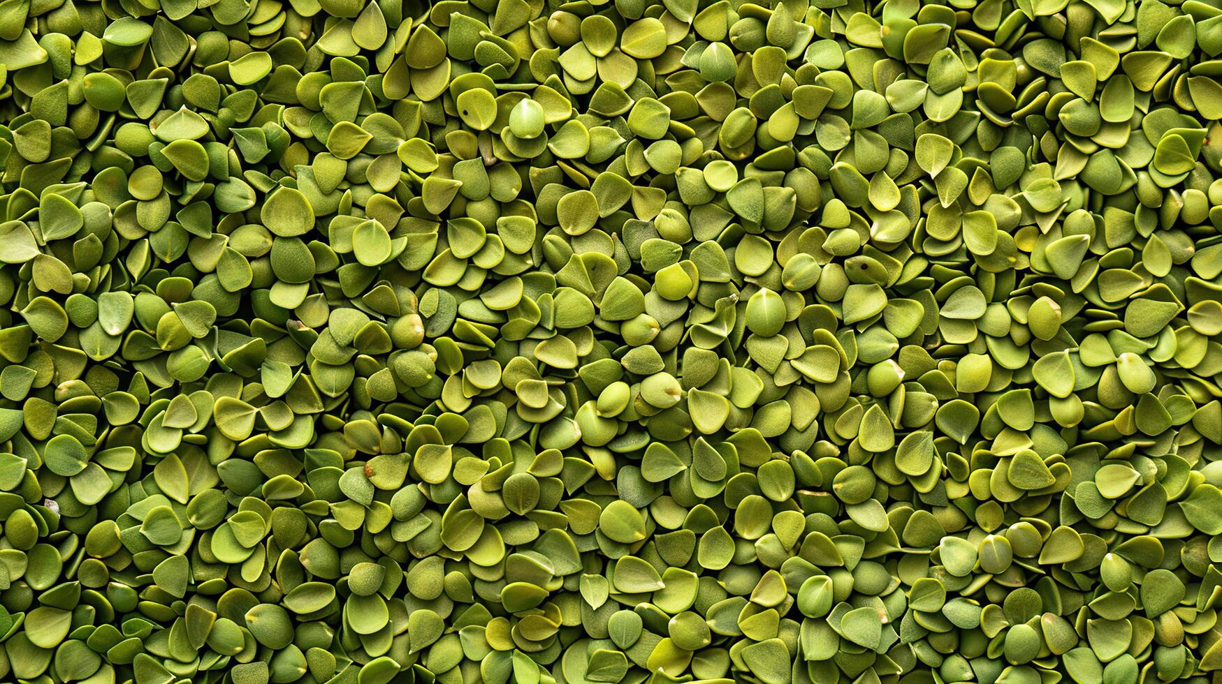 AI generated Green buckwheat background. Top view. Close-up. photo