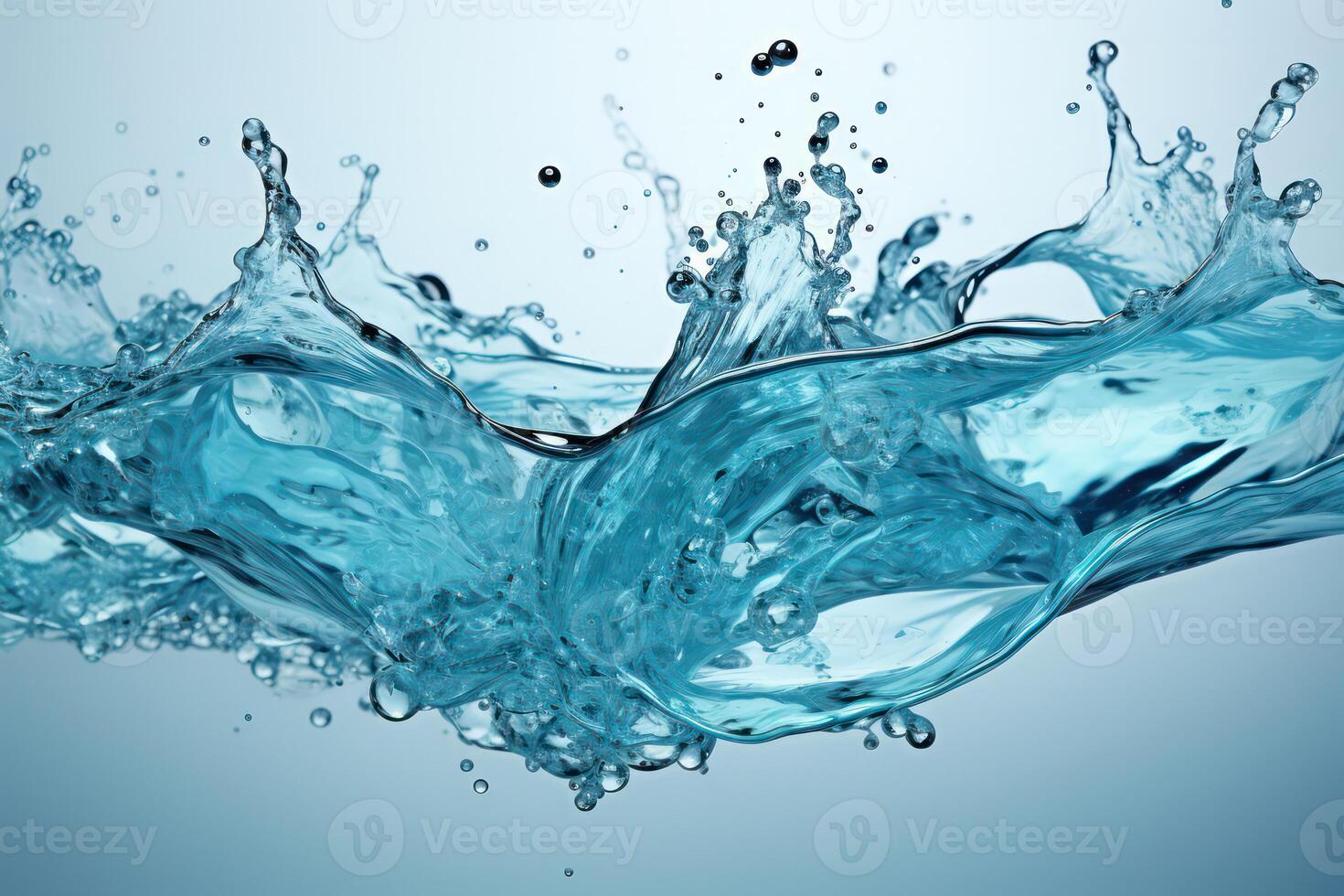 AI generated Blue water splash isolated on white background. copy space photo