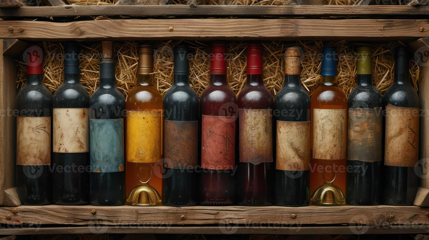AI generated Old stored wine Stored in the basement photo