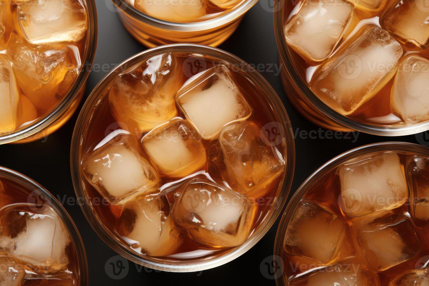 AI generated Cups of iced coffee isolated on transparent background. photo