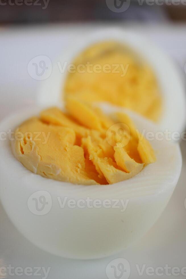 close up of bowel egg in a bowl on table photo