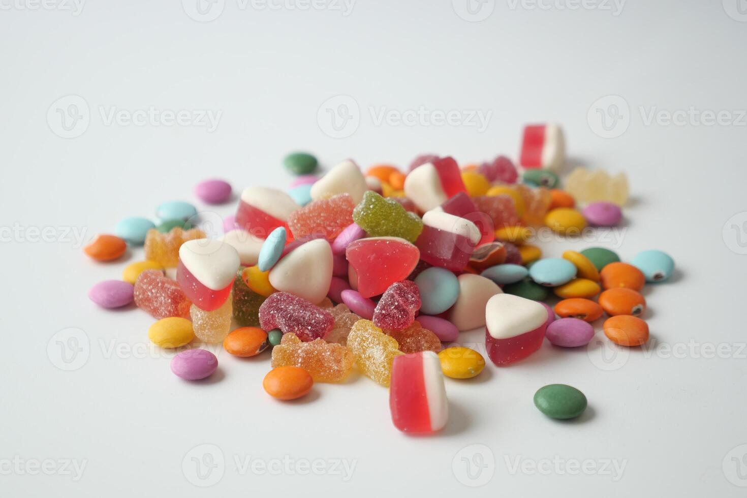 colorful candy sweet jelly on white background photo