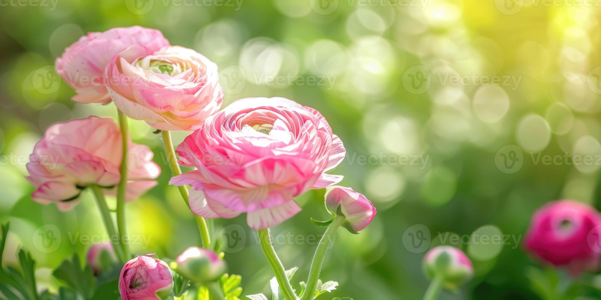 AI generated close up ranunculus flowers background photo