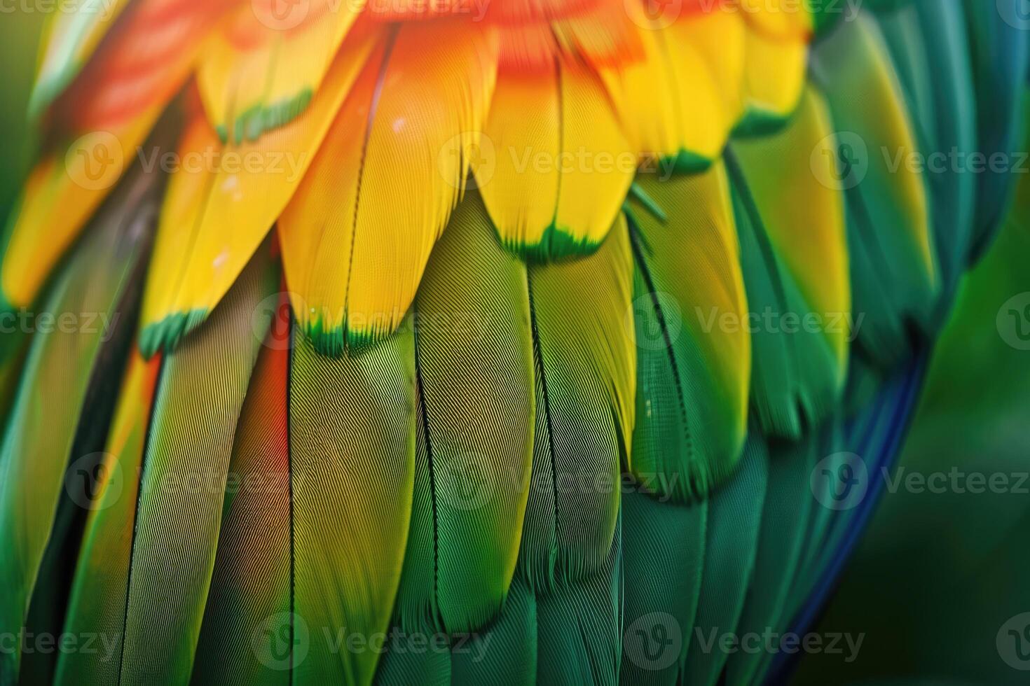 AI generated extreme macro shot of parrot bird feathers photo