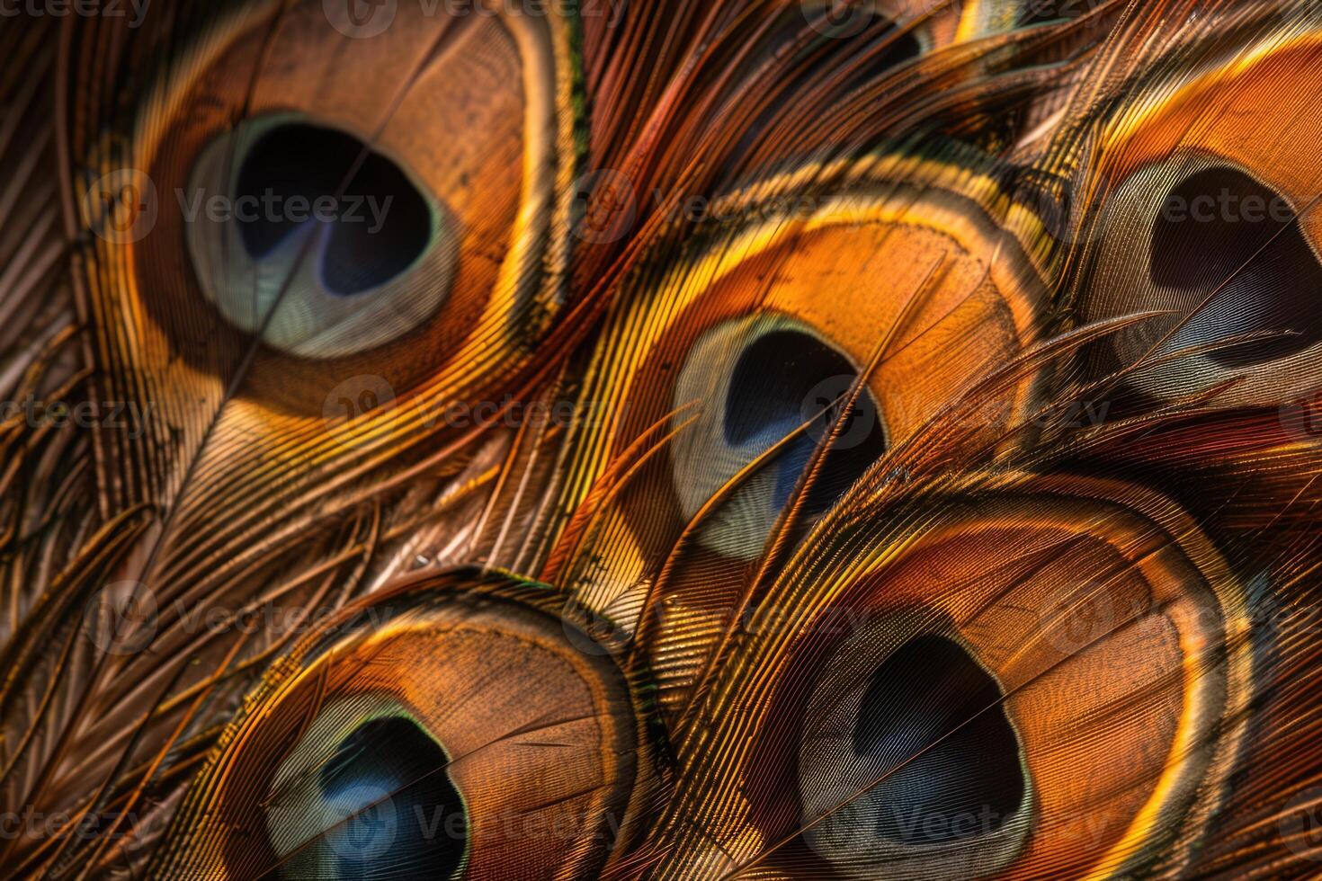 AI generated extreme macro shot of peacock bird feathers photo