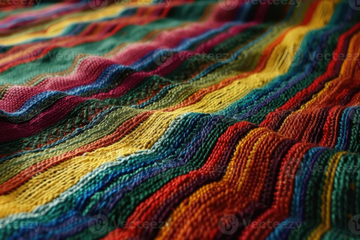 AI generated Mexican embroidery fabric texture with geometric pattern photo