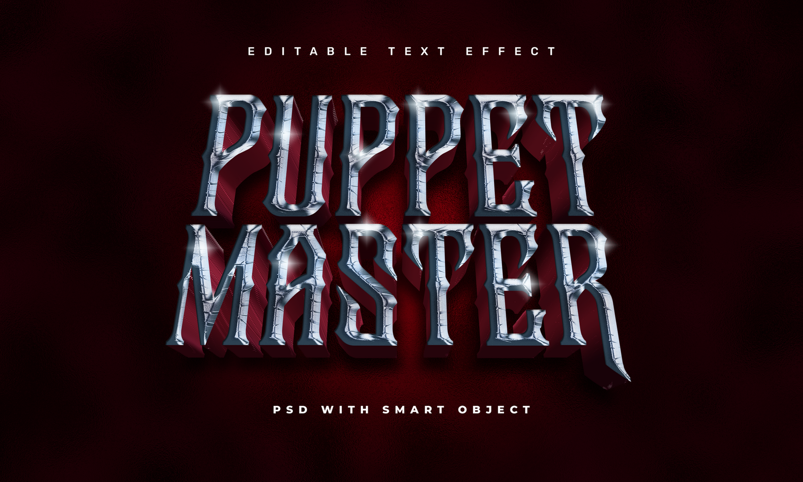 Puppet master game editable text effect template psd