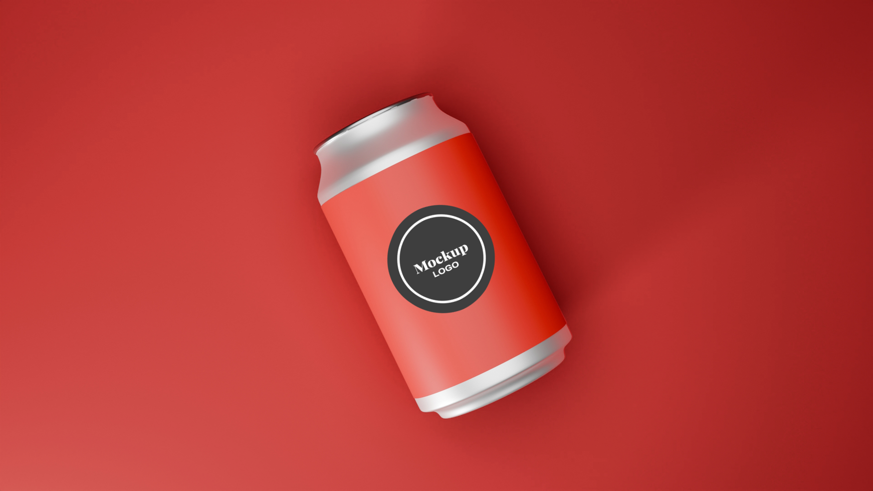 Red beverage aluminum can mockup design in PSD format