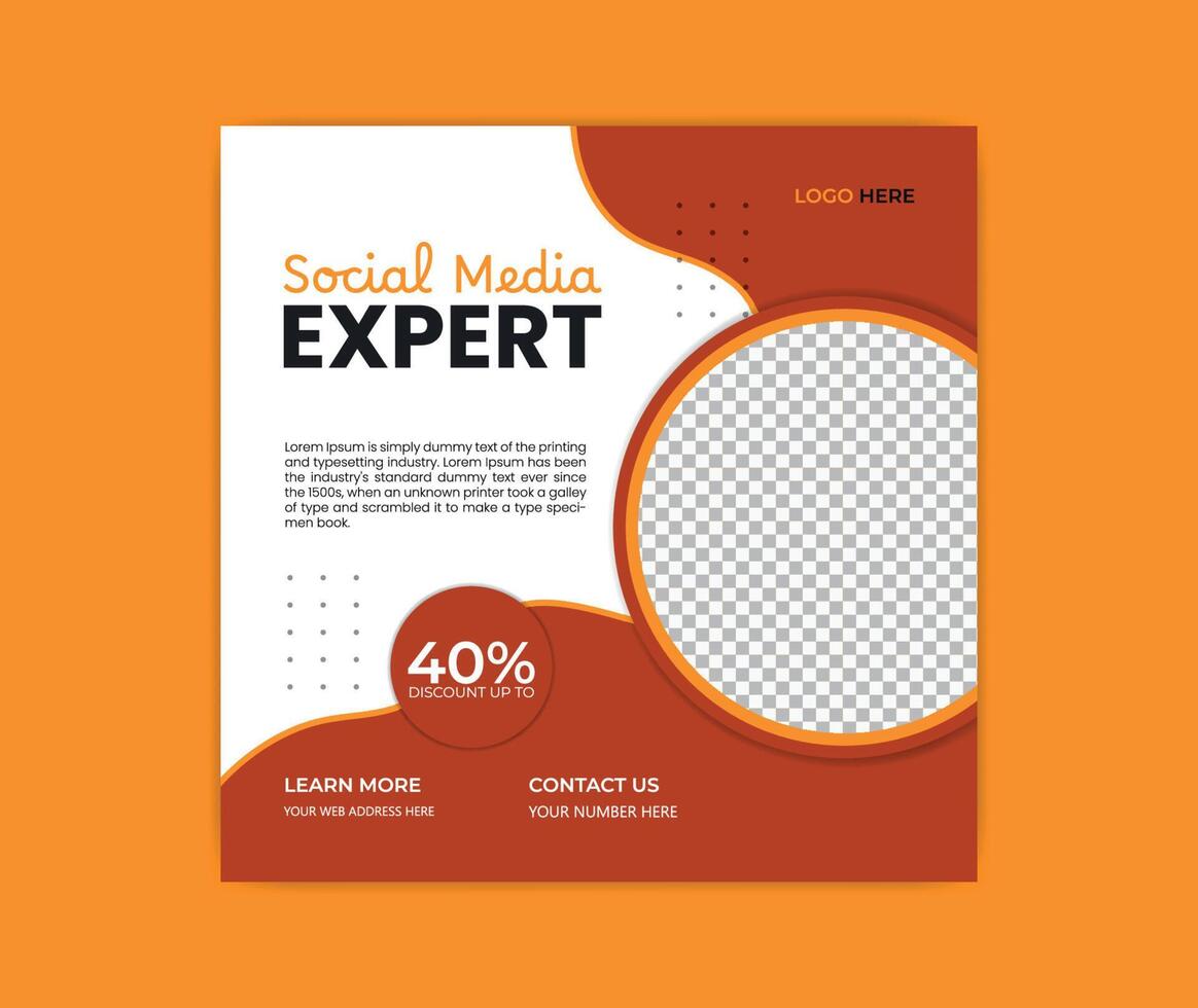 Social media expert social media post design. vector