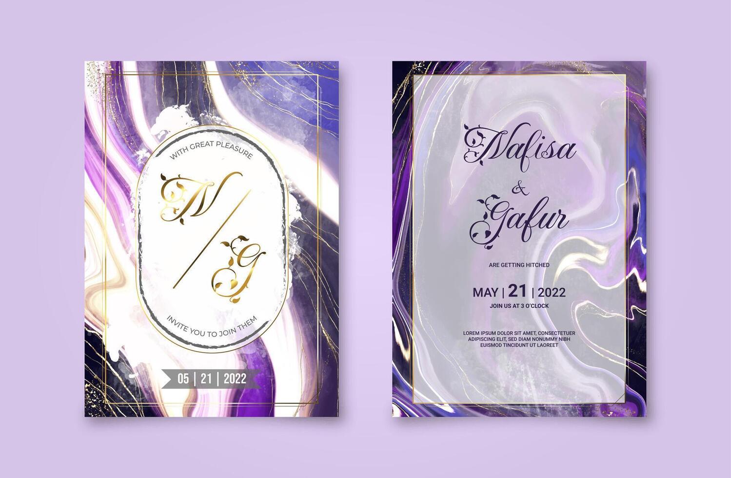 Luxury wedding invitation card with an abstract marble background. Elegant alcohol ink painting background vector