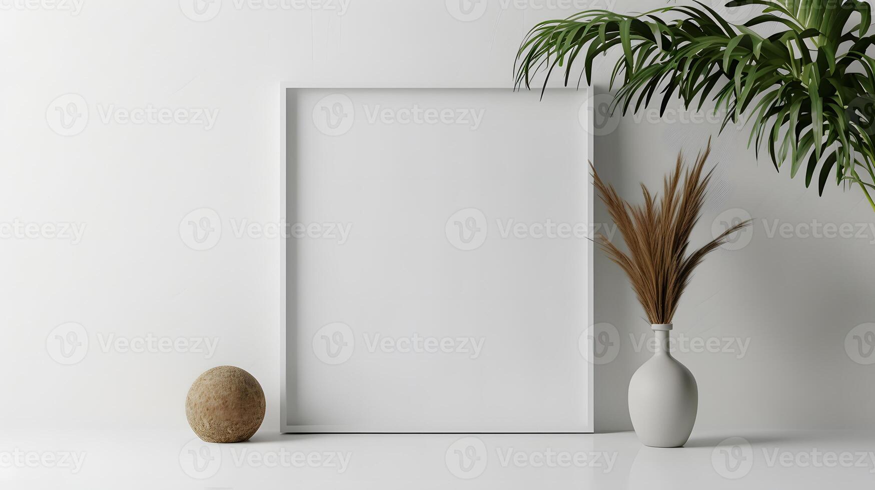 AI generated Minimalist Room Featuring an Empty Frame, Serenity in Simplicity. photo
