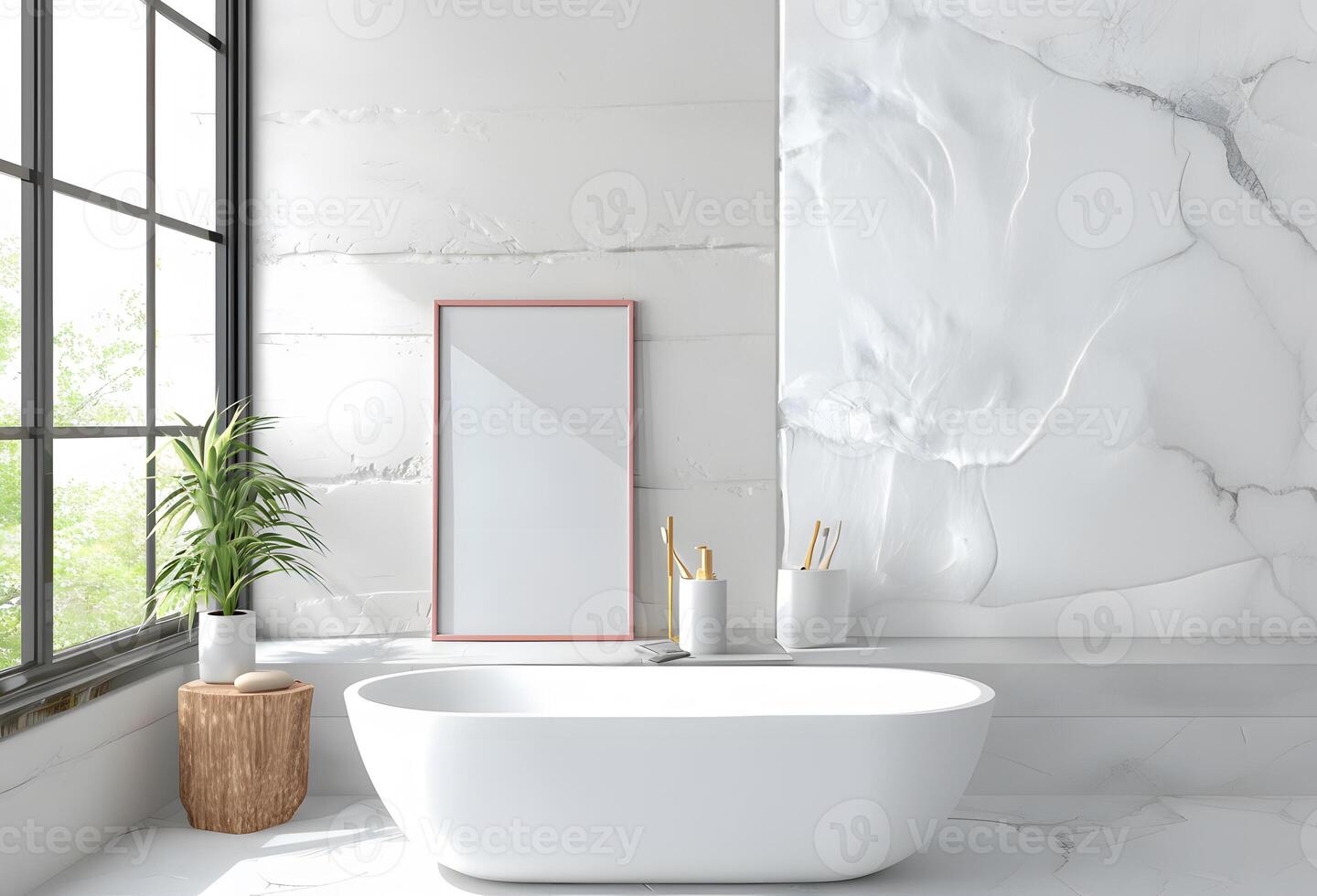 AI generated Minimalist Room Featuring an Empty Frame, Serenity in Simplicity. photo