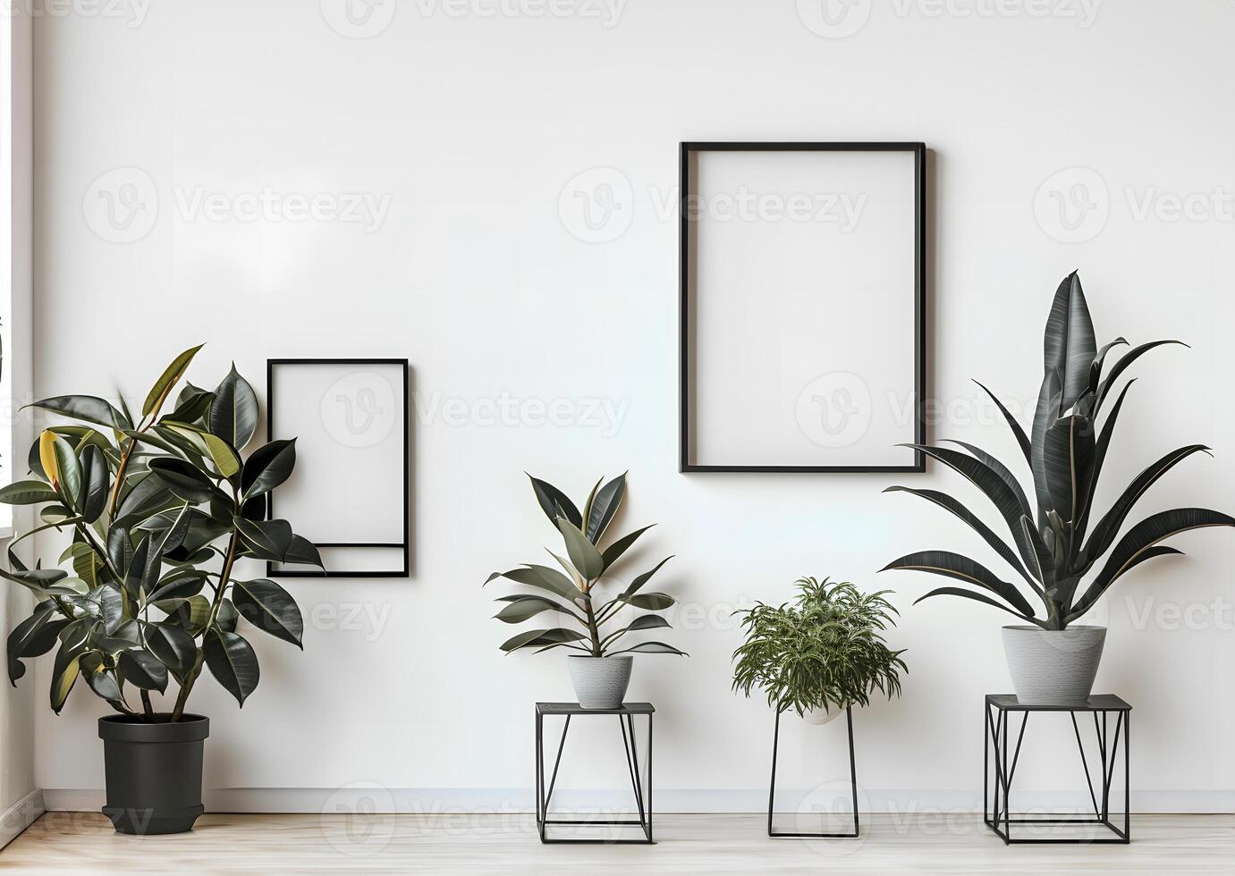 AI generated Minimalist Room Featuring an Empty Frame, Serenity in Simplicity. photo