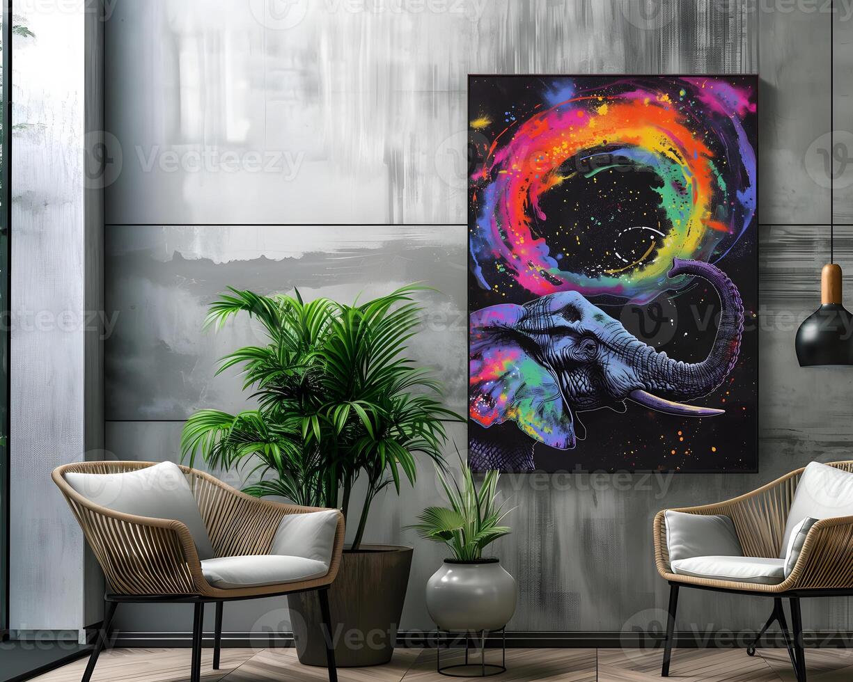 AI generated Interior room Bright and airy with a picture frame, a work of art photo