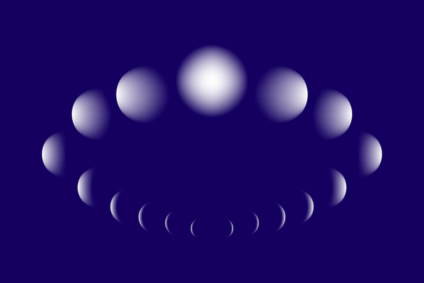 Movements of the Moon Phases circle, calendar astronomy vector chart, lunar wheel  isolated on blue background