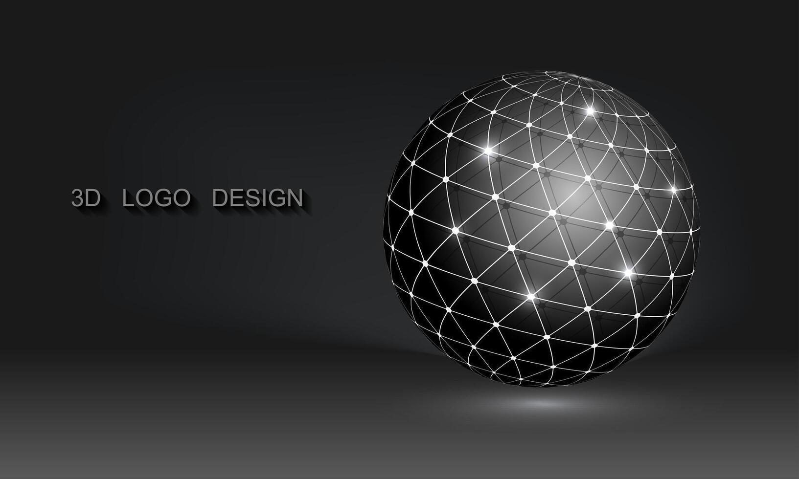 3D Global Connection. Creative and modern logo suitable for businesses related to digital or technological media. High-tech electronics and computer related concept. Vector geometric sphere isolated