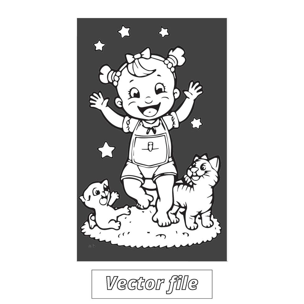 Cute coloring book design for coloring page, vector file