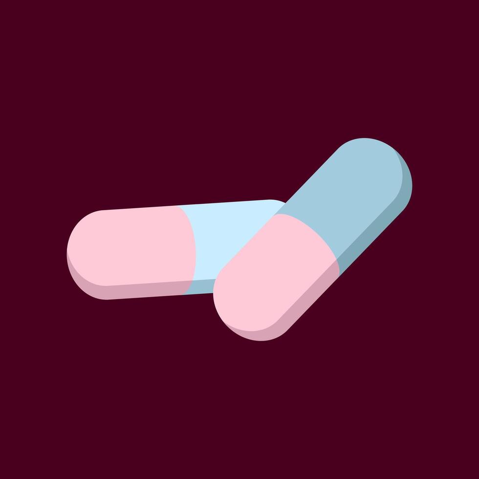 Medicines in the form of two-part capsules for the treatment of diseases. Used medicinally or as a dietary supplement. For medical posters and brochures. On a dark background. Vector. vector