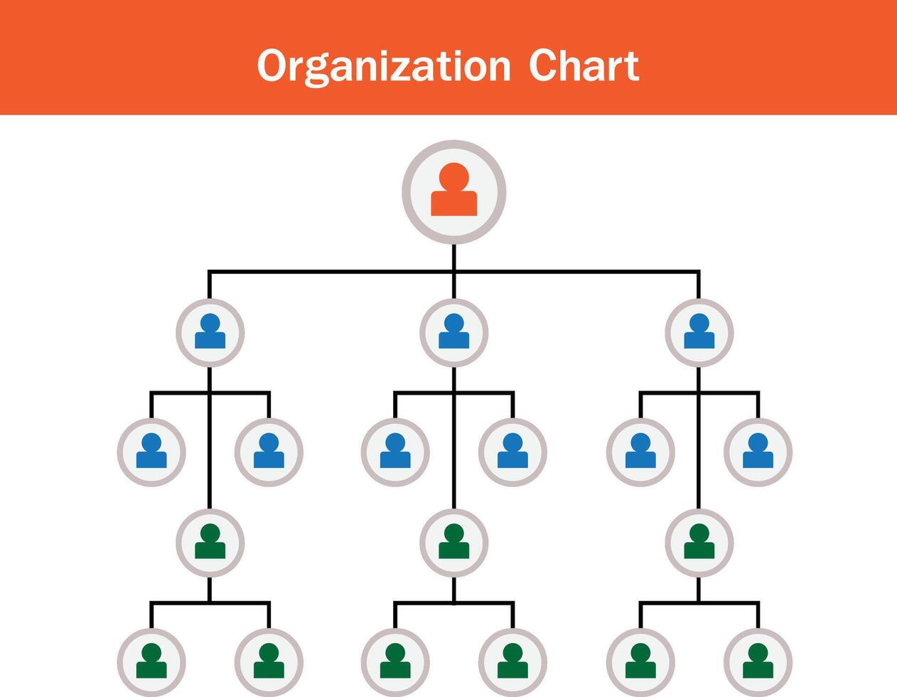 Organization Chart Infographics with People Icon and Abstract Line, Business Structure, Hierarchy of employees,org  Vector Illustration