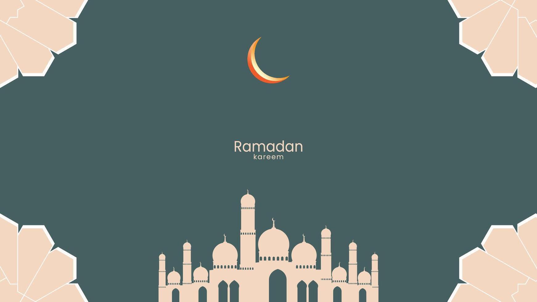 Ramadan kareem vector illustration, ramadan holiday celebration background, isolated in green