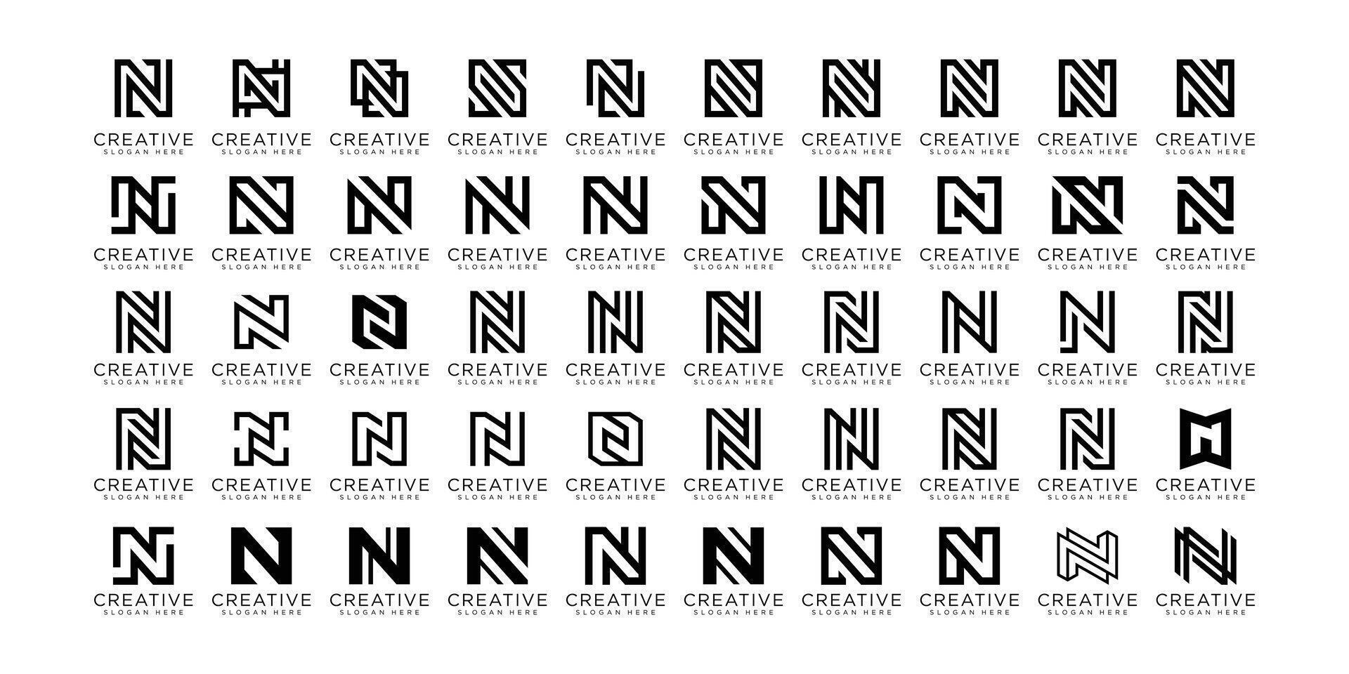 colección de inicial letra norte logo diseño modelo. vector