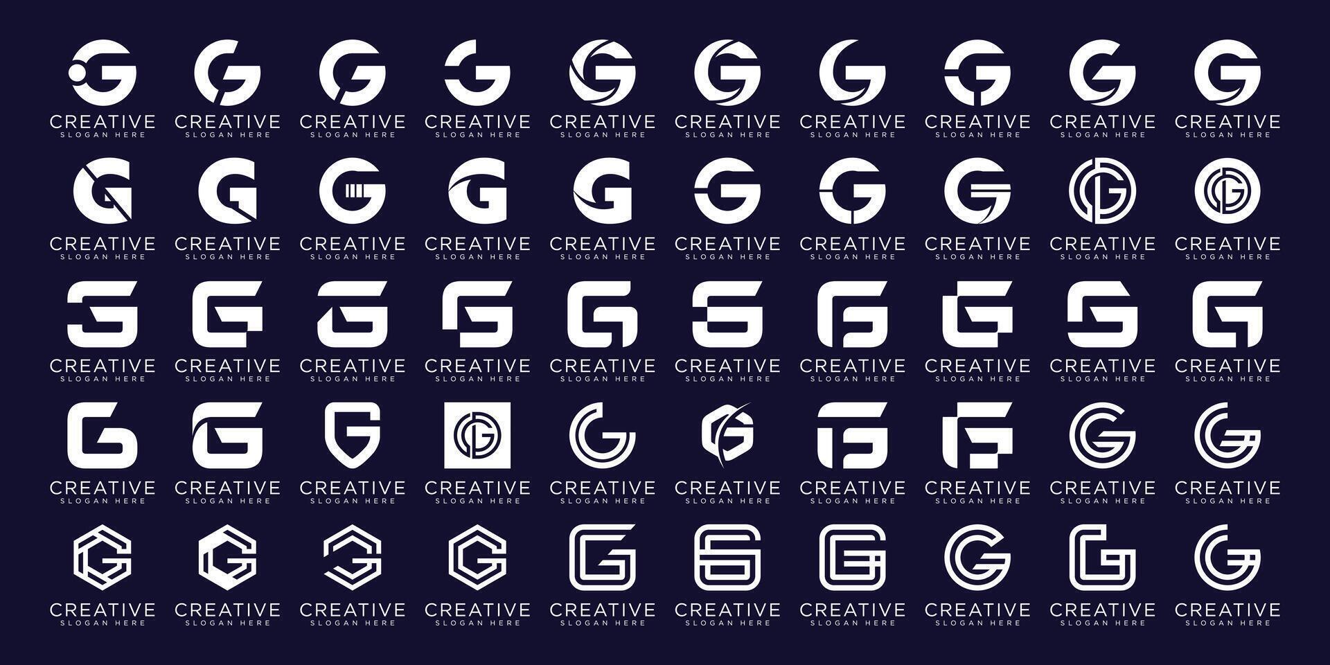 Set of abstract initial letter G logo template vector