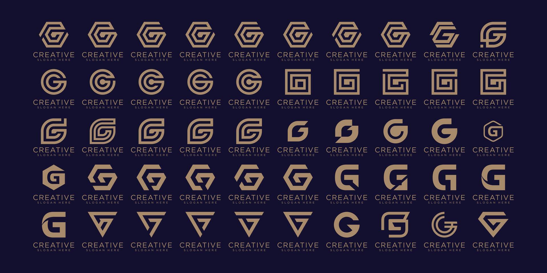 Set of abstract initial letter G logo template vector