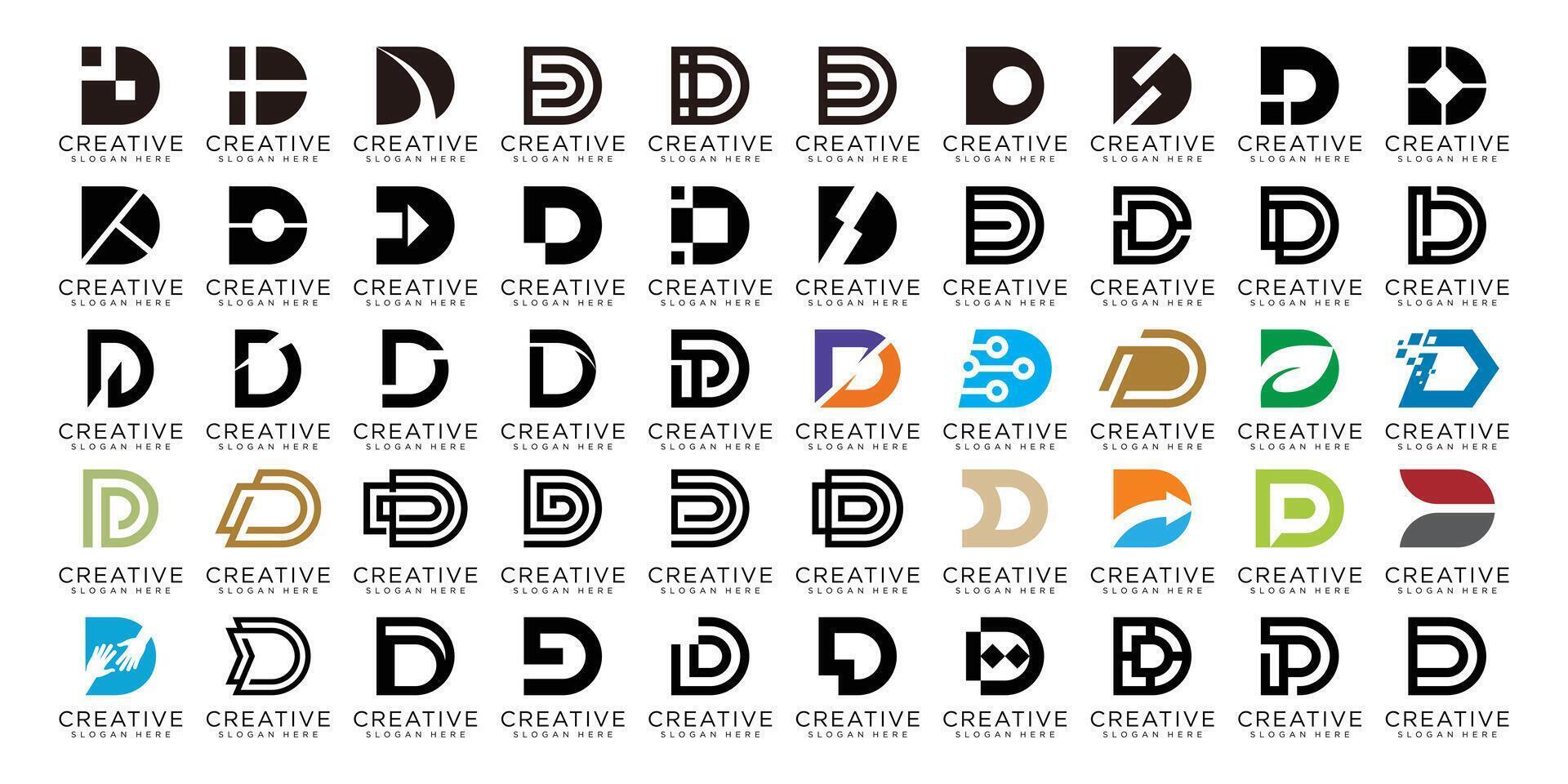 Set of creative letter D logo design template vector